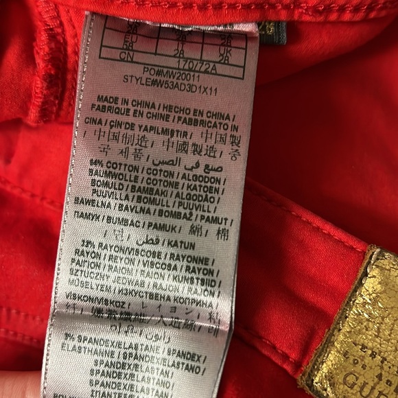 Guess Women's Red Stretchy Ankle Pants Cotton Rayon Size 28 - Picture 11 of 11